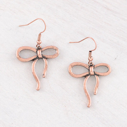 COPPER BOW DANGLE EARRINGS