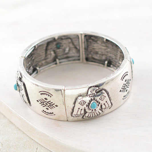 WESTERN AZTEC THUNDERBIRD STRETCH BANGLE BRACELET
