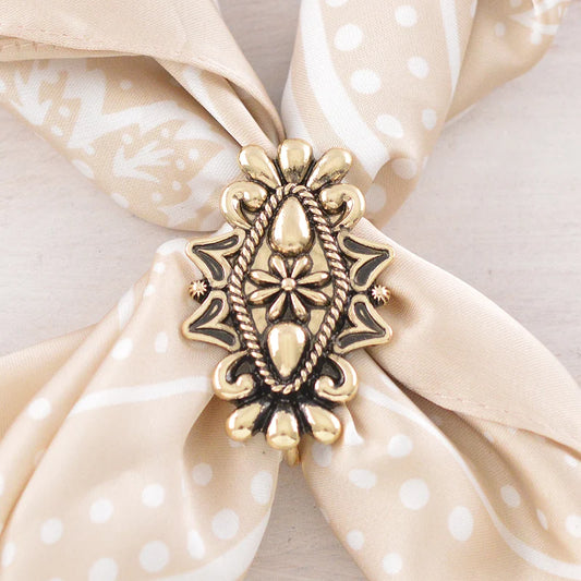WESTERN AZTEC GOLD CONCHO SCARF SLIDE