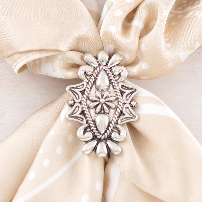 WESTERN AZTEC SILVER CONCHO SCARF SLIDE