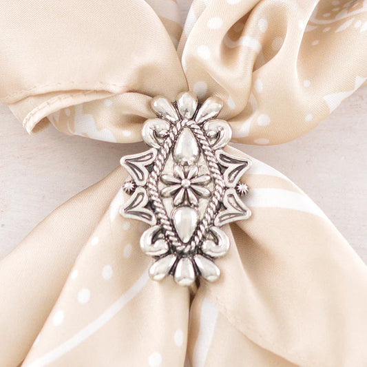WESTERN AZTEC SILVER CONCHO SCARF SLIDE