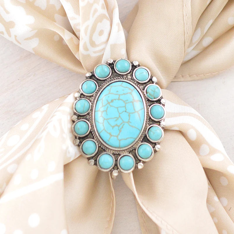 WESTERN TURQUOISE CONCHO SCARF SLIDE