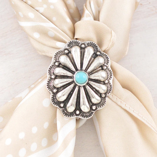 WESTERN SILVER CONCHO SCARF SLIDE