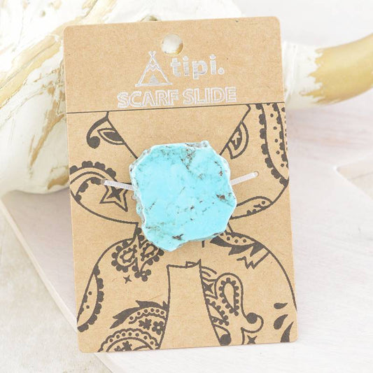 WESTERN TURQUOISE SEMI STONE SCARF SLIDE