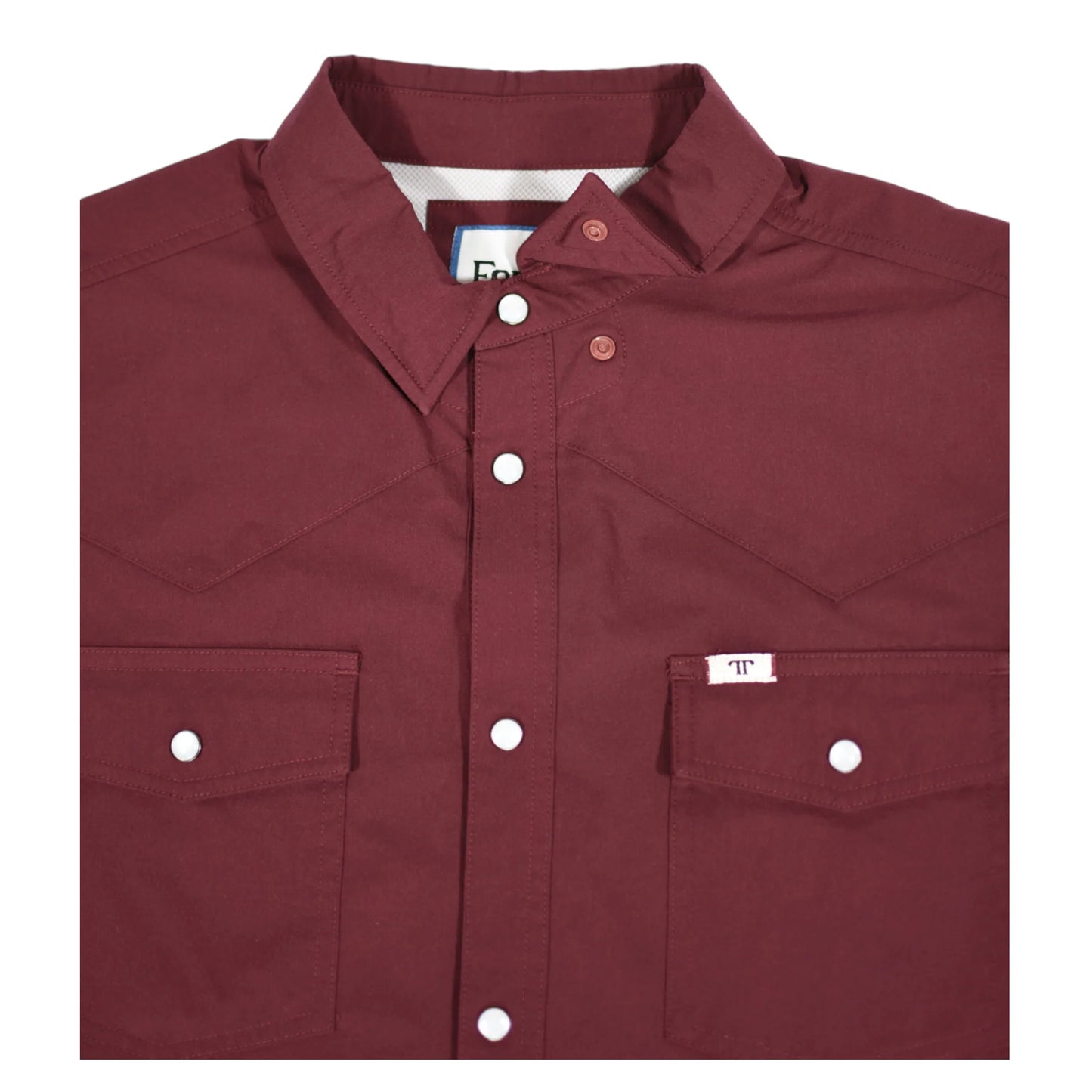 FERRELL MEN'S MAROON SHORT SLEEVE SNAP SHIRT