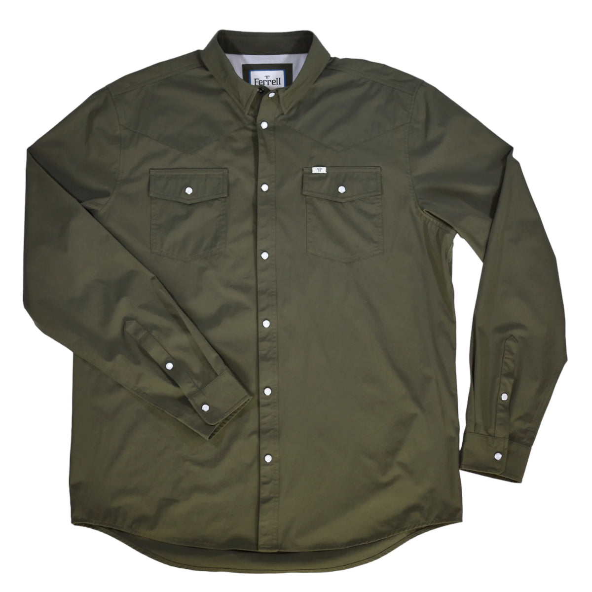 FERRELL MEN'S CORE OLIVE LONG SLEEVE SNAP SHIRT