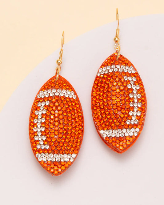 FOOTBALL GLAM EARRINGS - ORANGE