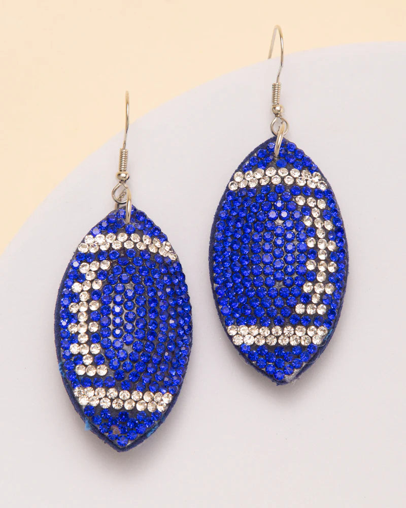 FOOTBALL GLAM EARRINGS - BLUE