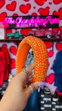 RHINESTONE EMBELLISHED WIDE HEADBAND - ORANGE