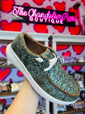 ARIAT WOMEN'S HILO VINTAGE TURQUOISE FLORAL EMBOSSED