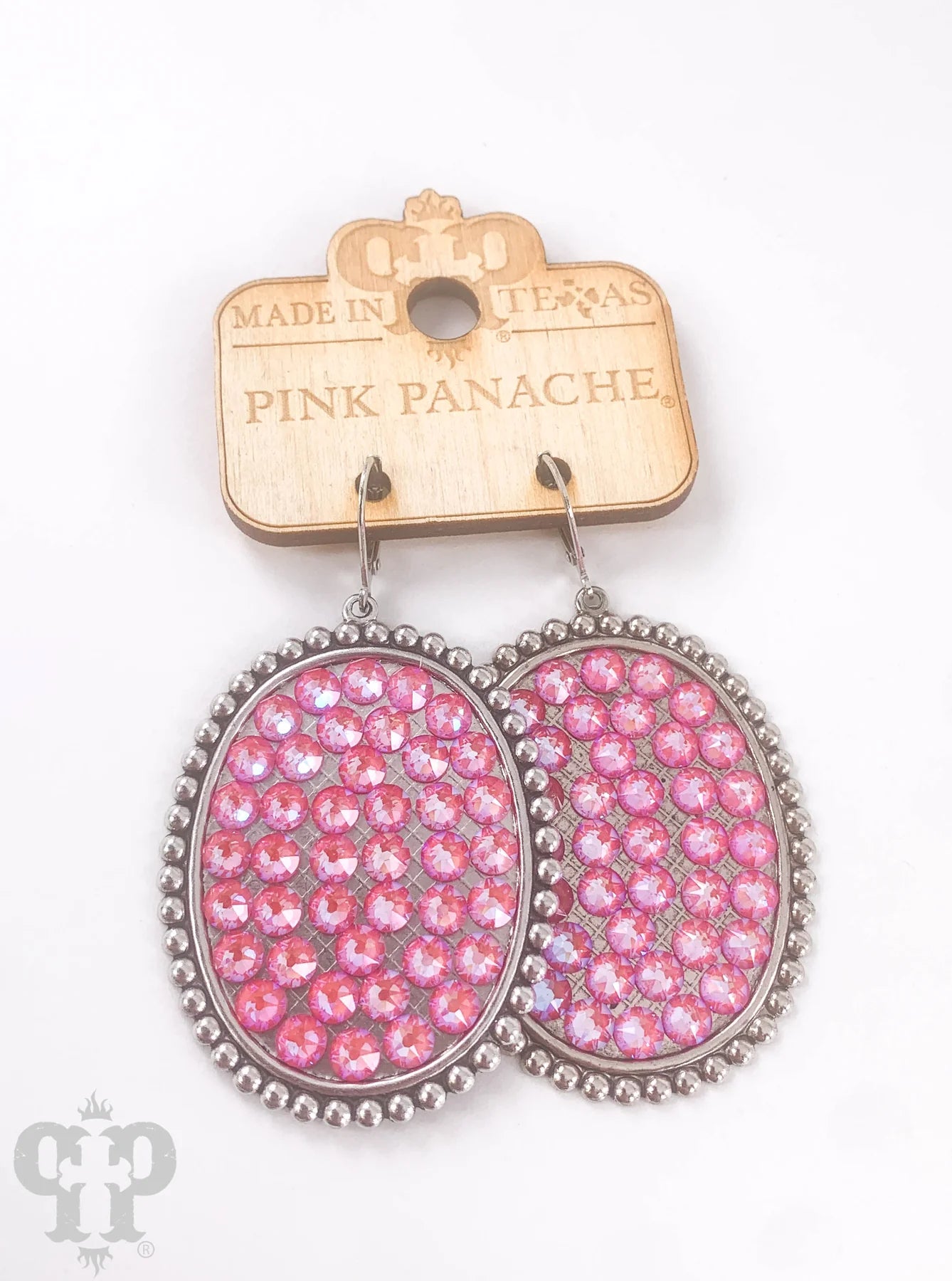 PINK PANACHE SILVER MEDIUM PINK LOTUS  DELITE CRYSTAL EARRINGS - SPLD
