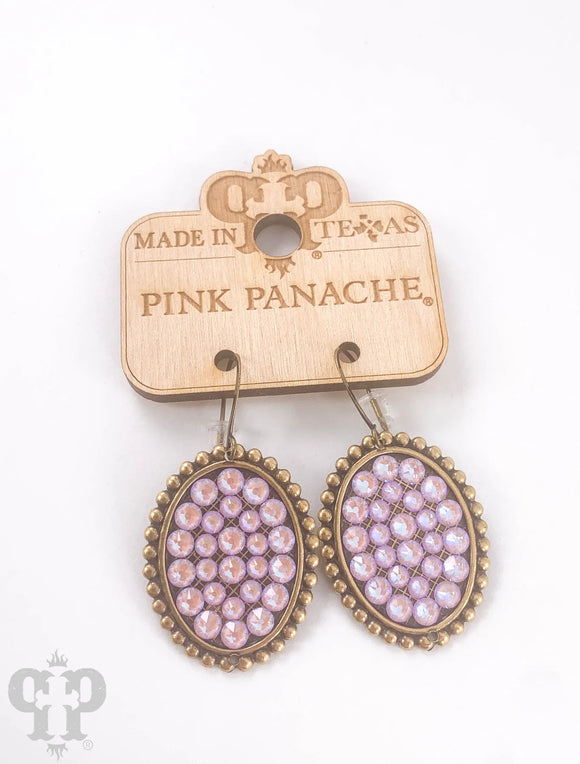 PINK PANACHE BRONZE SMALL OVAL LAVENDER DELITE CRYSTAL EARRINGS - 0BLVD