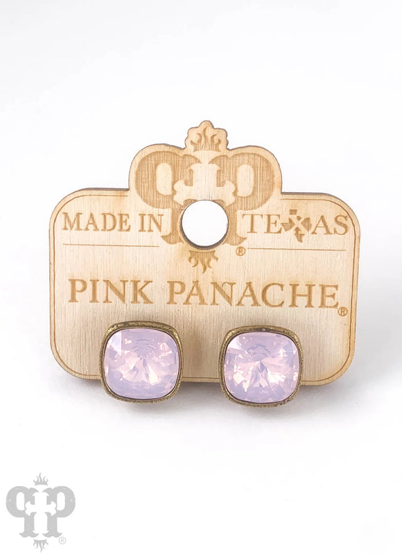 PINK PANACHE 12MM ROSE WATER OPAL BRONZE POST STUDS - BRWO