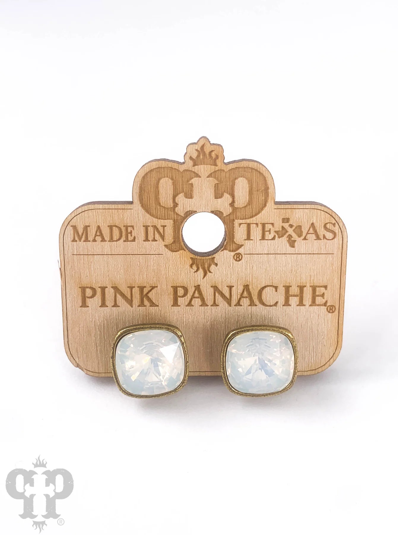 PINK PANACHE 12MM WHITE OPAL BRONZE POST STUDS - E448BWO