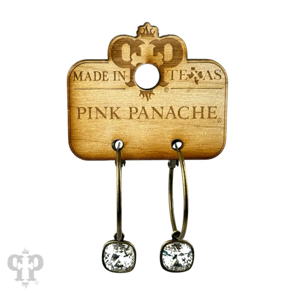 PINK PANACHE BRONZE MEDIUM OVAL 10MM CLEAR STONE EARRINGS - 508BCL