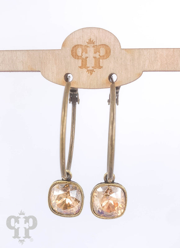 PINK PANACHE BRONZE MEDIUM OVAL 10MM GOLDEN SHADOW STONE EARRINGS - 508BGS
