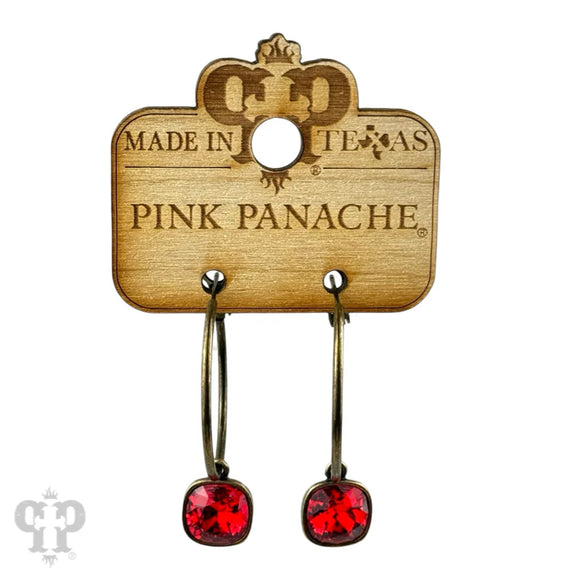 PINK PANACHE BRONZE MEDIUM OVAL 10MM RED STONE EARRINGS - 508BR