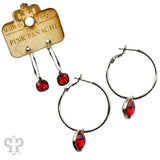 PINK PANACHE SILVER MEDIUM OVAL 10MM RED STONE EARRINGS - 508SR