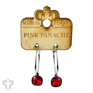 PINK PANACHE SILVER MEDIUM OVAL 10MM RED STONE EARRINGS - 508SR