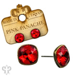 PINK PANACHE 10MM RED STONE BRONZE STUD EARRING - E509BR
