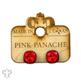 PINK PANACHE 10MM RED STONE BRONZE STUD EARRING - E509BR