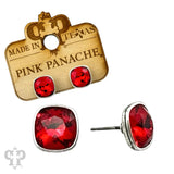 PINK PANACHE 10MM RED STONE SILVER STUD EARRING - E509SR
