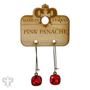 PINK PANACHE 10MM RED STONE BRONZE KIDNEY WIRE EARRING - 24BR