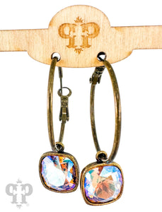 PINK PANACHE BRONZE MEDIUM OVAL 12MM GOLD STONE EARRINGS - 69BLCTS