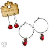 PINK PANACHE SILVER MEDIUM OVAL 12MM RED STONE EARRINGS - 569SR