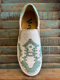 VERY G WOMEN'S MARIAN CREAM TURQUOISE SLIP ON SHOE