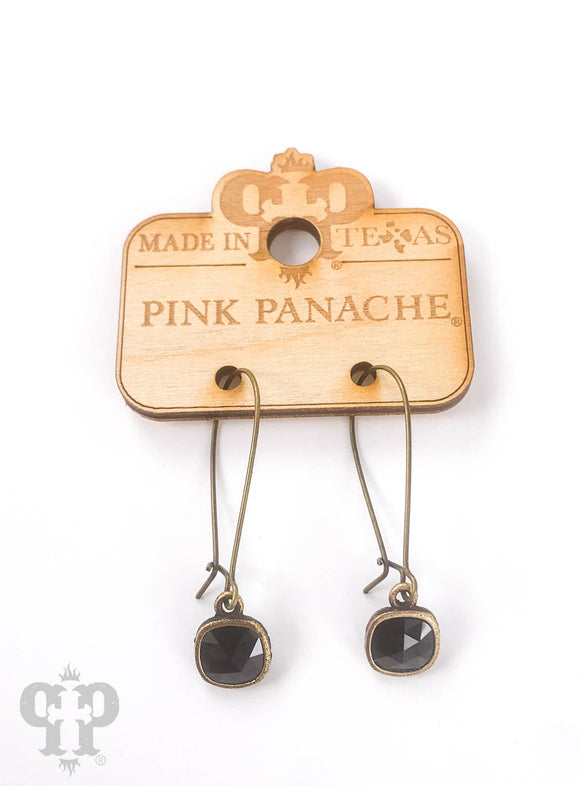 PINK PANACHE 8MM BRONZE BLACK KIDNEY WIRE EARRING - E618BBL
