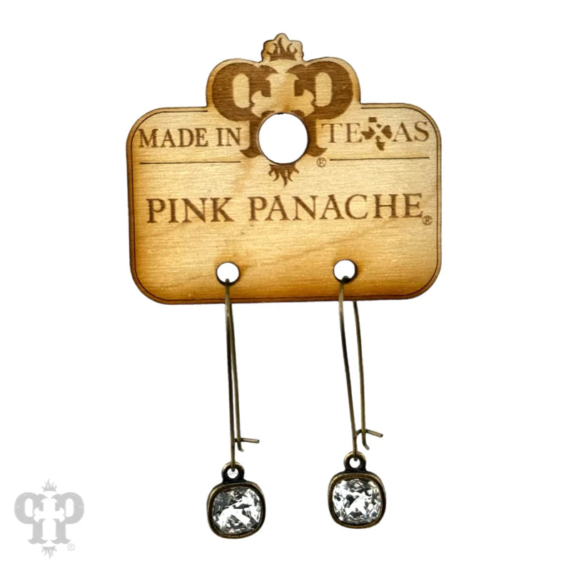 PINK PANACHE 8MM BRONZE CLEAR KIDNEY WIRE EARRING - E618BCL