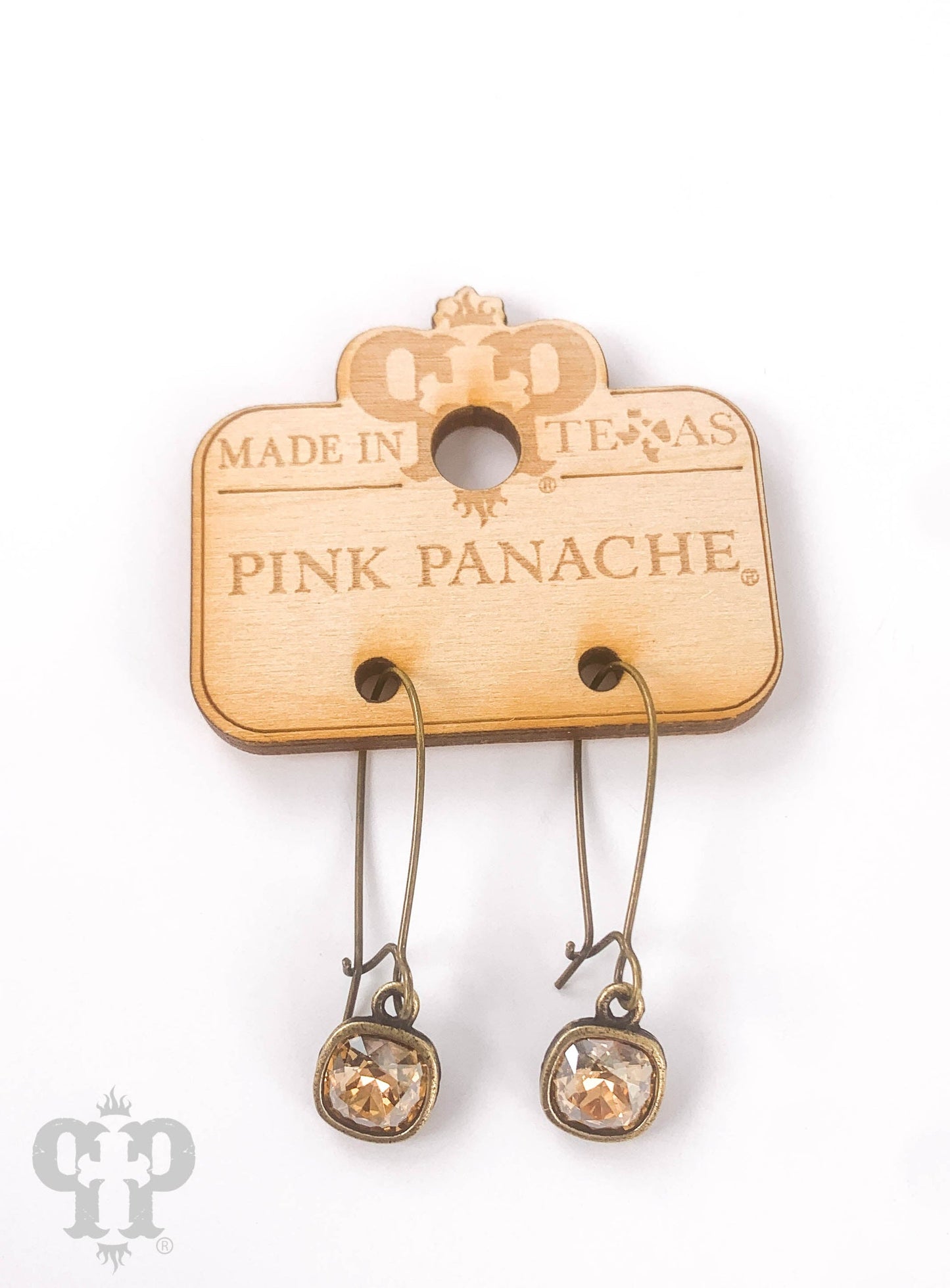 PINK PANACHE 8MM BRONZE GOLD SHADOW KIDNEY WIRE EARRING - E618BGS