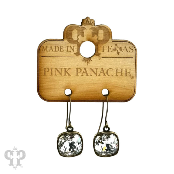 PINK PANACHE 12MM CLEAR STONE BRONZE HOOK EARRING - 27BRCL