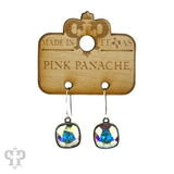 PINK PANACHE 12MM AB STONE SILVER HOOK EARRING - 27SAB