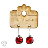 PINK PANACHE 12MM RED STONE SILVER HOOK EARRING - 27SR