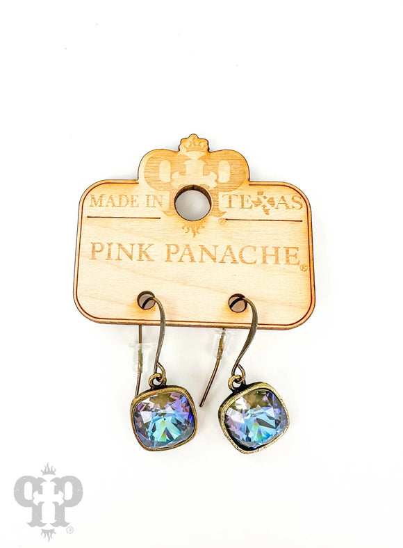 PINK PANACHE 12MM AB STONE BRONZE HOOK EARRING - 27BAB