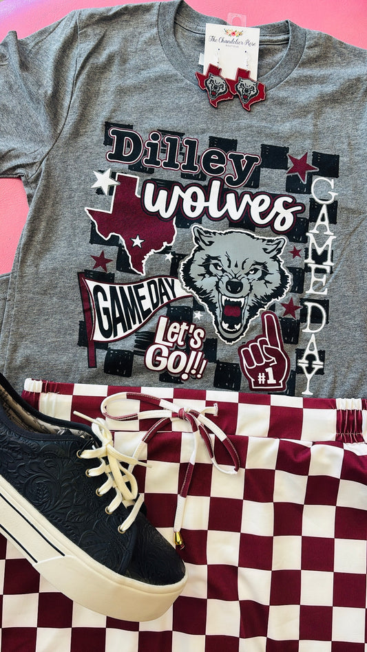 DILLEY WOLVES GAME DAY TEE - DEEP HEATHER