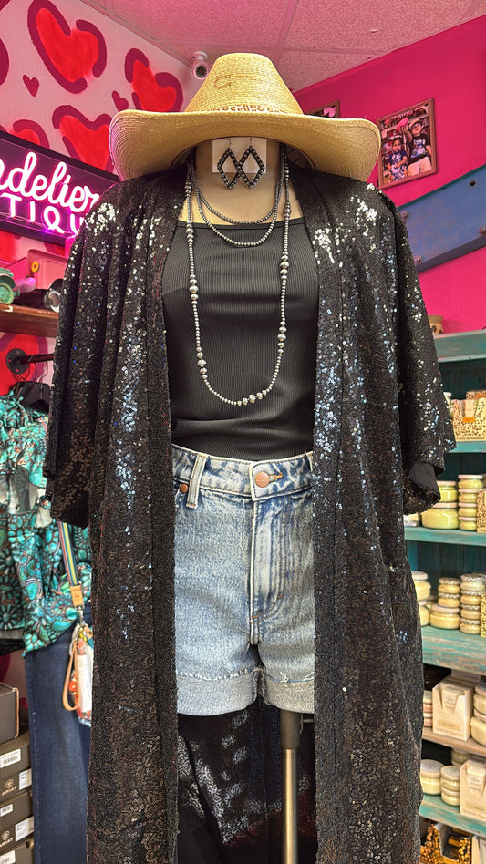 BLACK SEQUIN DUSTER
