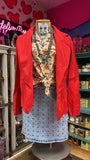 NOTCHED COLLAR ROLL UP SLEEVE BLAZER COAT