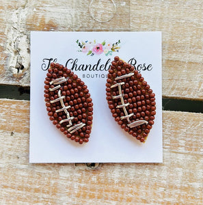BEADED FOOTBALL STUD EARRINGS