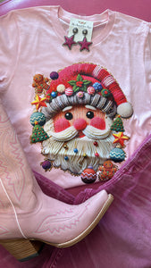 KNITTED SANTA CLAUS TEE - PINK