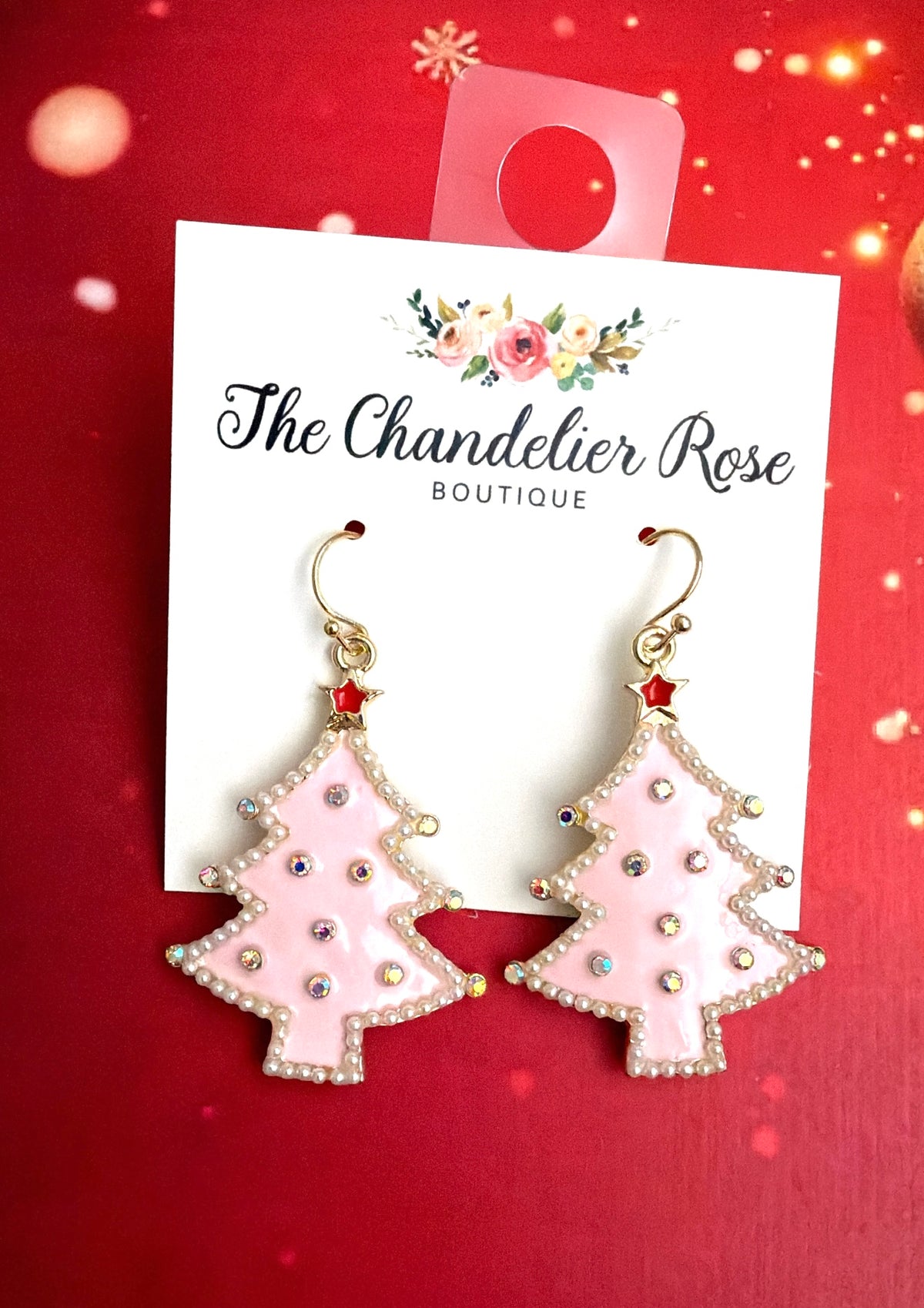 Pearly Pink Tree Earrings