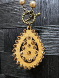 Toggle necklace with Austrian crystal Santa Fe teardrop pendant - GOLD