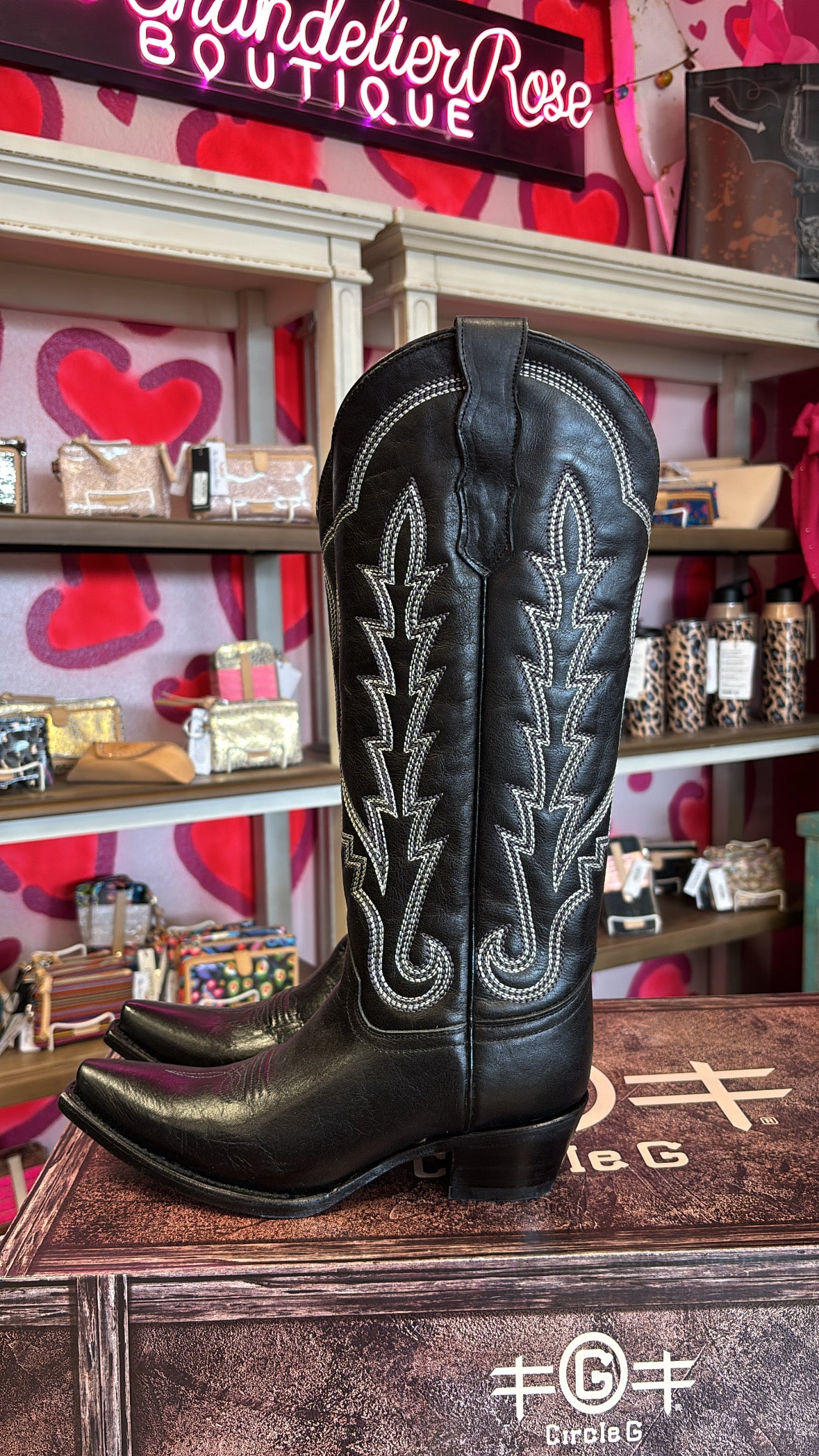 CIRCLE G BY CORRAL BOOTS WESTERN STITCHED BLACK BOOT - L6282