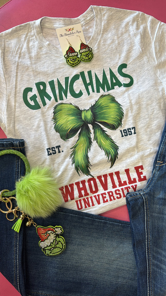 GRINCHMAS WHOVILLE UNIVERSITY TEE - ASH