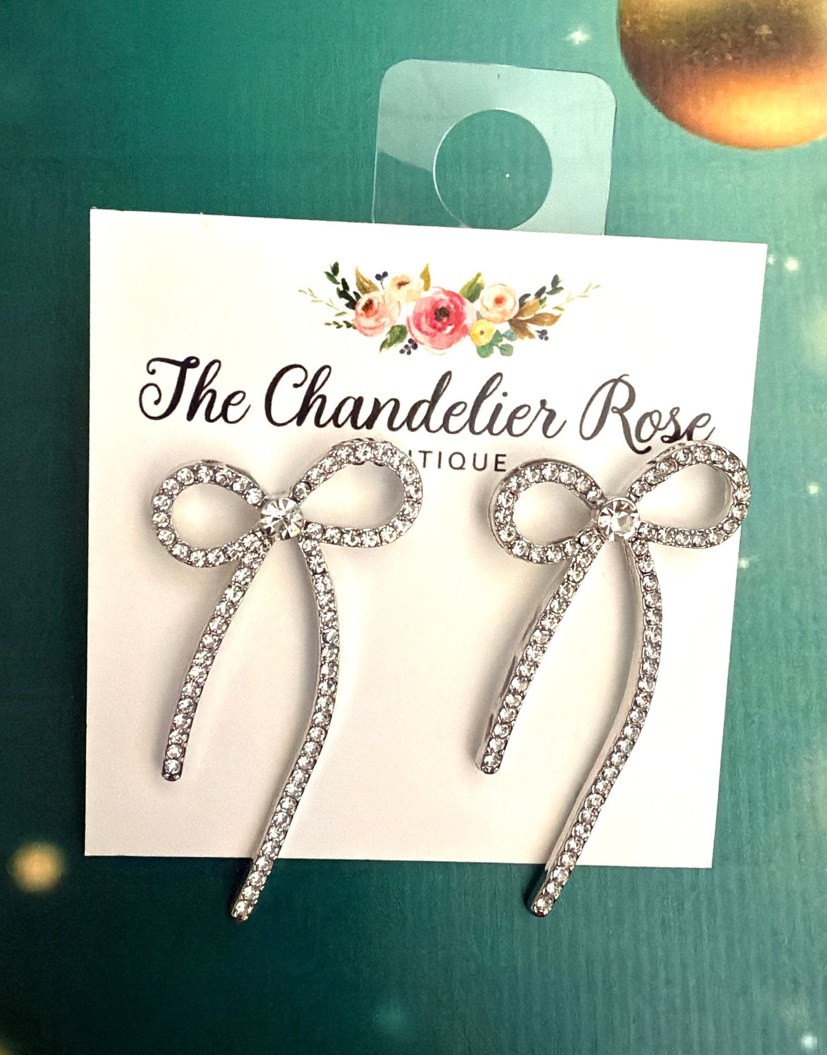 Rhinestone Bow Earrings