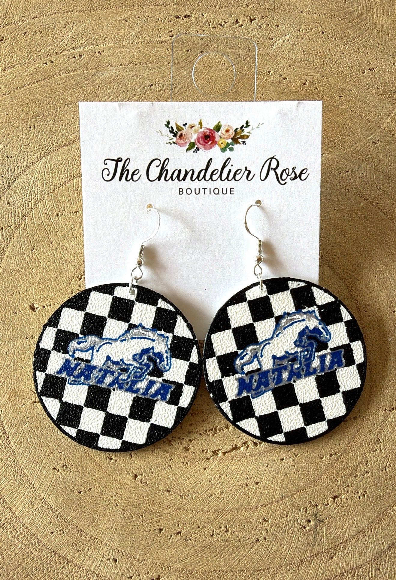 Mustangs Checkered Earrings