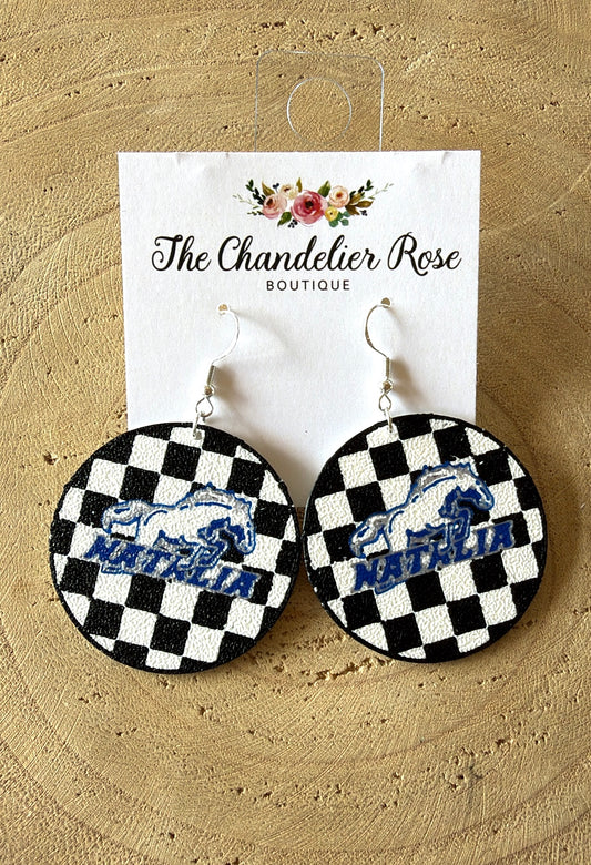 Mustangs Checkered Earrings