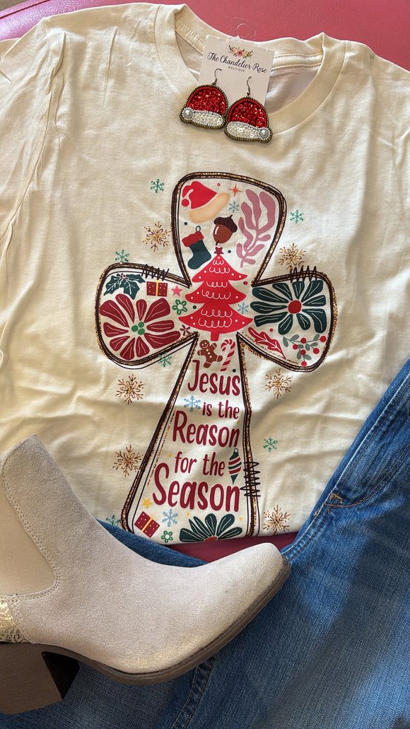 JESUS IS THE REASON FOR THE SEASON TEE - CREAM